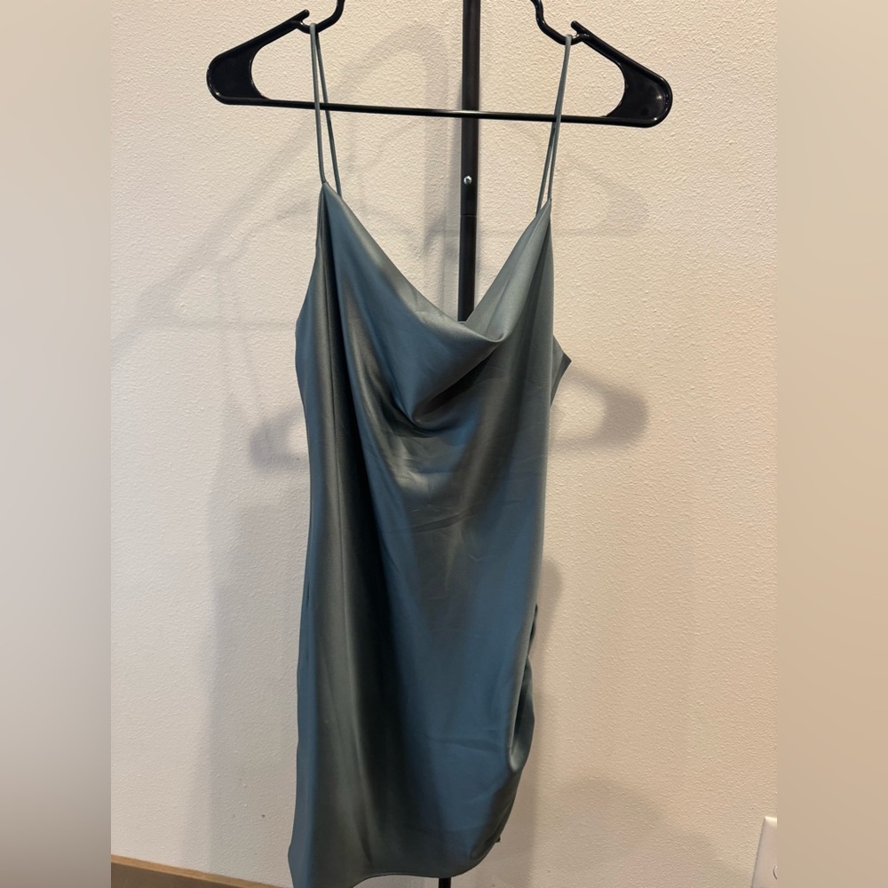 Elegant Blue Silk Slip Dress